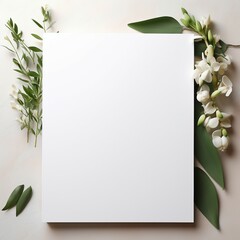 blank note paper with green leaves