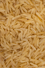 Long grain parboiled basmati rice, macro top view