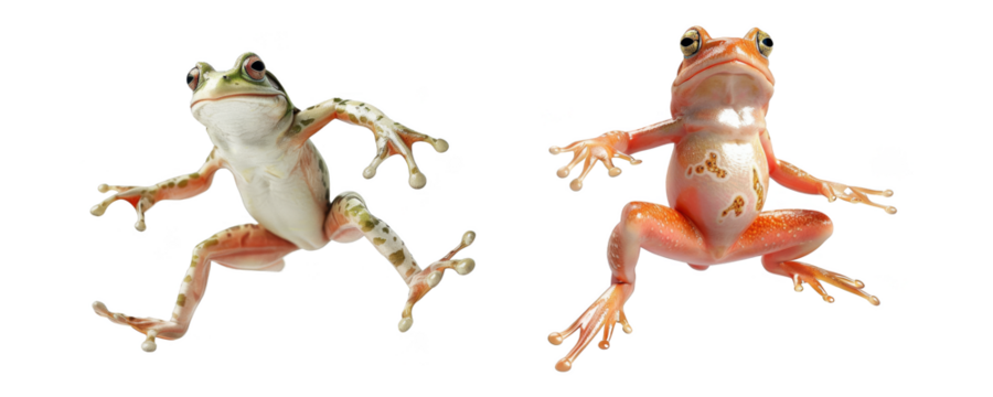 Set of Ecstatic Frog Leaping isolate on transparent background, cutout, png
