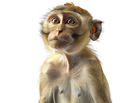Realistic of Beaming Monkey isolate on transparent background, cutout, png