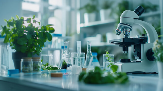 Scientist researching in lab ,experiment about plant based protein , alternative source of food .