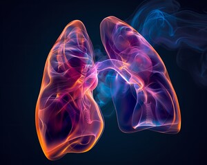 Abstract representation of respiratory rate through color and shape , professional color grading, no contrast, clean sharp focus