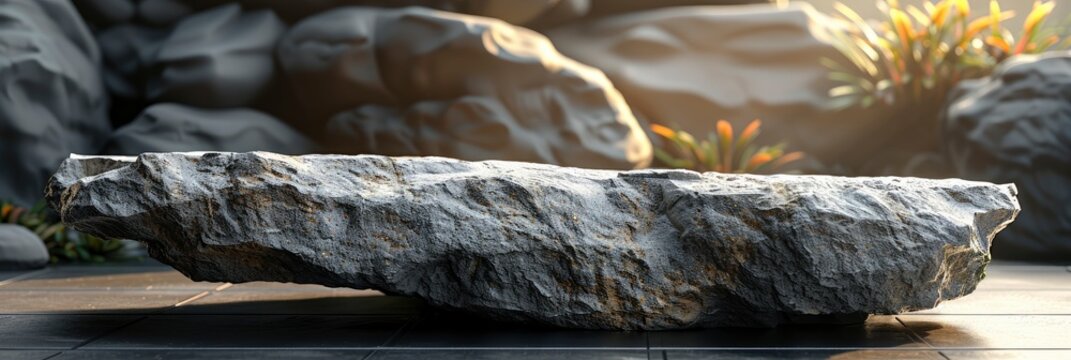 Empty Podium Made Gray Stone On, Background HD, Illustrations