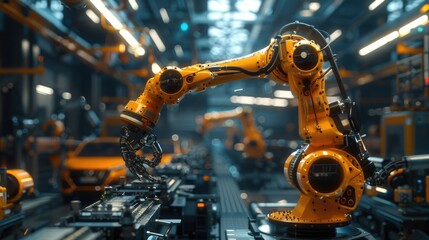 Innovation in Automation - Factory Robotics, state-of-the-art car manufacturing line featuring the...