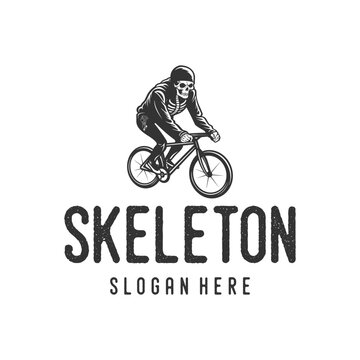 Cyclist skeleton logo vector illustration