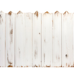 old painted white wooden fence on transparent background