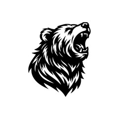 Vector logo of a roaring bear. black and white illustration of a bear, can be used as a tattoo.