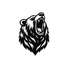 Vector logo of a roaring bear. black and white illustration of a bear, can be used as a tattoo.