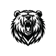 Vector logo of a roaring bear. black and white illustration of a bear, can be used as a tattoo.