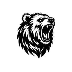 Vector logo of a roaring bear. black and white illustration of a bear, can be used as a tattoo.