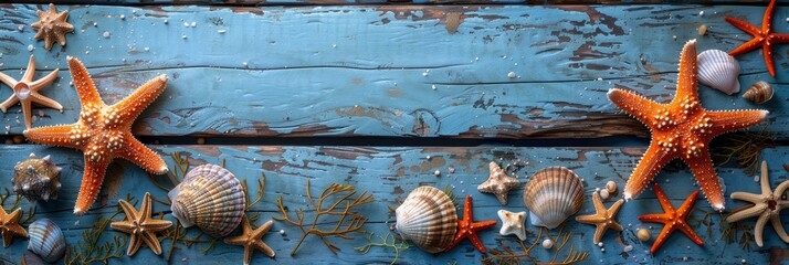 Few Marine Items On Wooden Boards, Background HD, Illustrations