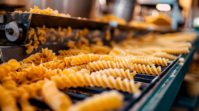 pasta in the factory industry. selective focus.