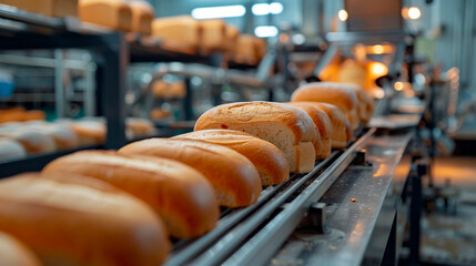 bread in the factory industry. selective focus. - obrazy, fototapety, plakaty