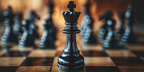 Strategizing Chess King Navigates the Business Battlefield for Leadership Triumph - obrazy, fototapety, plakaty