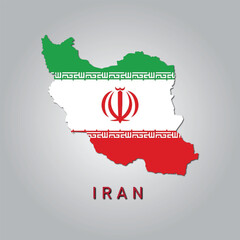 Iran country map with flag	
