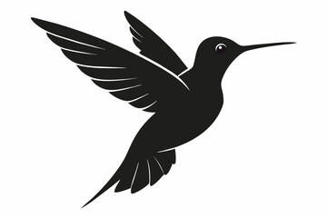 Obraz premium Silhouette of Flying Hummingbird Isolated on White Background