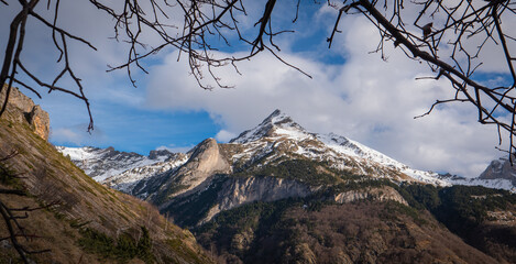 Sunset over the Pyrenees mountains near Gavarnie, High quality photo