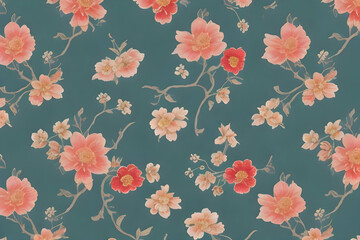 seamless floral pattern on a green background