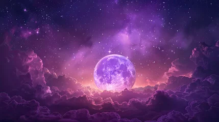 Foto op Plexiglas fantasy night sky wallpaper 4k. cloudy night sky with moon 4k wallpaper. fantasy sky wallpaper. sky with clouds, stars and moon wallpaper. beautiful night sky.  © jokerhitam289