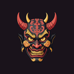 Dreadful Samurai Hannya Mask Vector