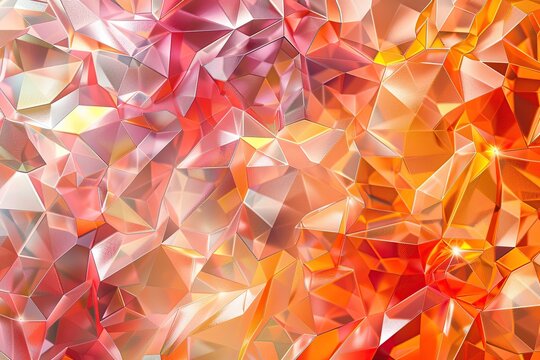 Geometric Crystalline Pattern, crystal shapes. Regular volume patterns. Holographic modern stylish geometrical texture. Faceted graphic abstract background. Summer colors Minimal. Triangles. Design