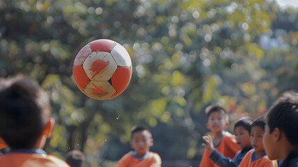 Competitive Asian Children's Football Game with Strategic Teamwork
