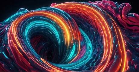 Dynamic 3D neon waves captivate with fluid shapes