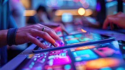 DJ Mixing Music on Digital Touchscreen Deck