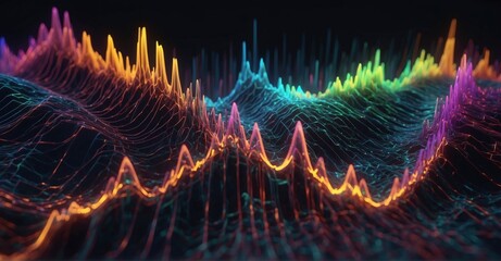 Full details Abstract digital waveform with intricate sound wave equalizer pattern - obrazy, fototapety, plakaty