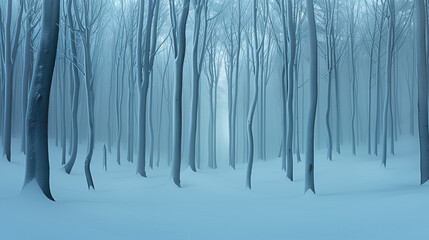 winter forest in the morning - calm and relax cold forest covers by snow