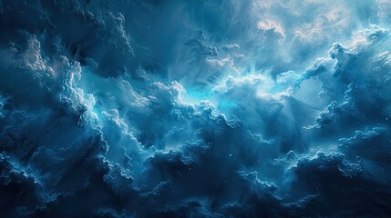Clouds in the blue sky. blue sky background with clouds. Cloudy sky wallpaper. Cloudy sky background without birds. - obrazy, fototapety, plakaty