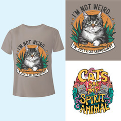 Cats are my spirit animal t-shirt Design Template 