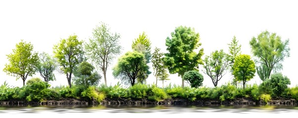 Planting Trees Along Riverside Landscapes for Erosion Control and Ecosystem Enhancement - obrazy, fototapety, plakaty