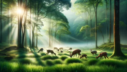 Fotobehang Enchanted Forest Sunrise © OAN