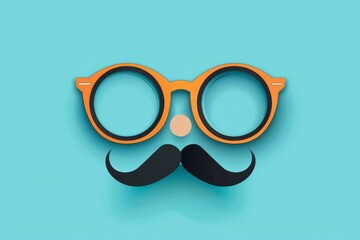 Whimsical icon of glasses with nose and mustache, vector illustration - obrazy, fototapety, plakaty