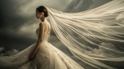 Ethereal bride with flowing veil