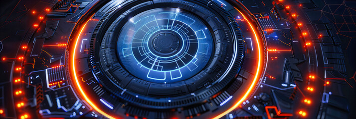 Obraz premium Circular Dynamics of Technology: Exploring the Interface of Future Innovations in a Digital Sphere