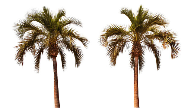pair of palm trees isolated on a white background