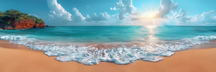 Rolgordijnen Sea Beach Blue Sky Sand Sun, Background HD, Illustrations © Cove Art