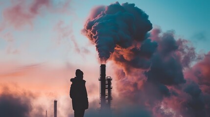 Concepto de contaminación del medio ambiente en el sector industrial.