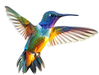 Fototapeta premium A stunning close-up photograph of a hummingbird in mid-flight showcasing the incredible agility