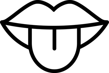 Lips and tongue icon in linear style. Vector.