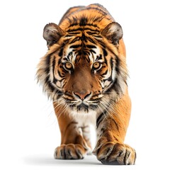 Fototapeta premium close-up portrait of a tiger showcases the raw power and primal essence of this magnificent apex predator