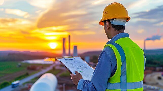 Jefe de obras en una refiner&iacute;a. Concepto de trabajo. 