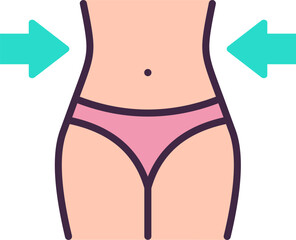 Woman weight loss icon in line and fill style.