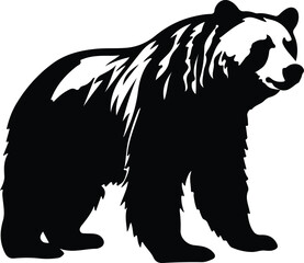 grizzly bear silhouette - obrazy, fototapety, plakaty