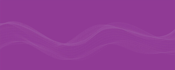 Purple background with flowing wave lines. Futuristic technology concept. Vector illustration
