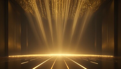 Gold lights rays scene background
