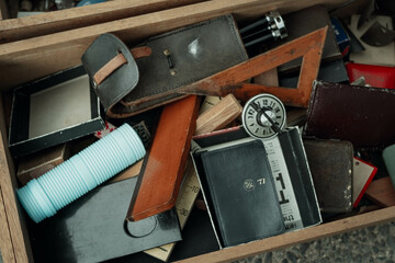 old suitcases in a box
