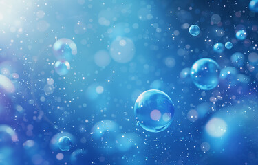 Ethereal Blue Spheres on Abstract Background. Abstract blue spheres floating with a bokeh effect.